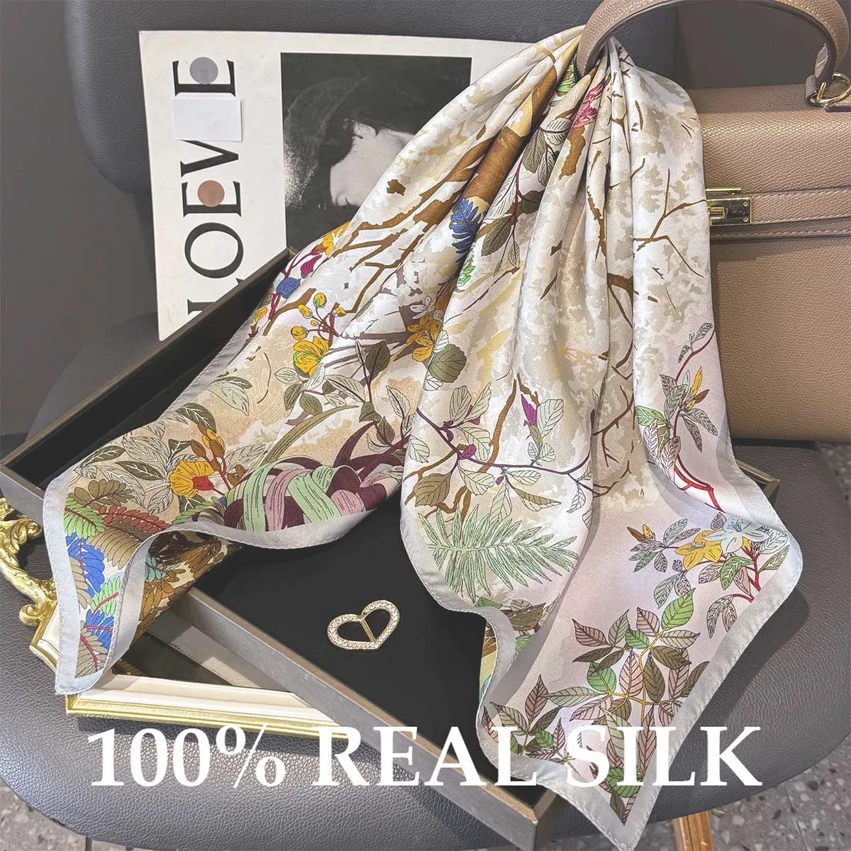 

Summer Sun Protection 100% Pure Silk Square Scarf Shawl Scarves Women Wrap Hijab Hairband Neckerchief Headband Pashmina Bandana