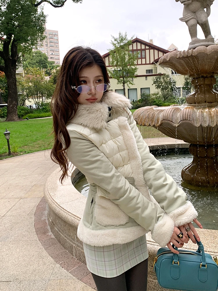 

Утепленное женское зимнее пальто Slim Fit белого цвета с 90% пуха, ветрозащитное, повседневное, с длинными рукавами, утолщенное, Mischief of Cookie