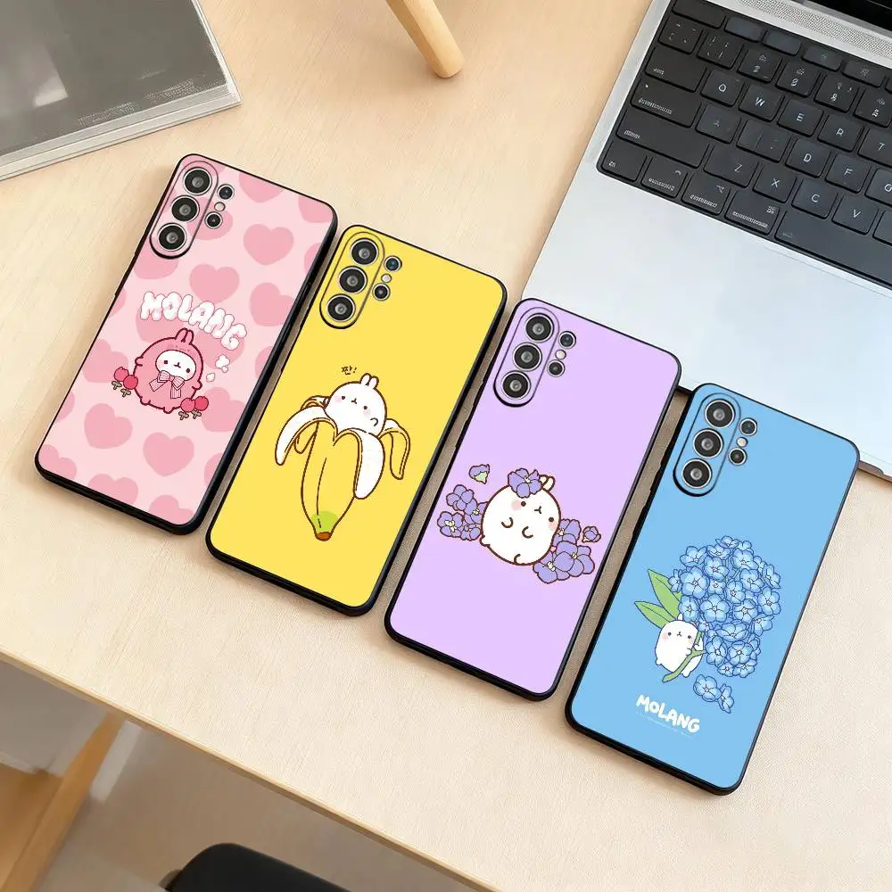 Cute Molang  Phone Case For Samsung S25,S24,S21,S22,S23,S30,Ultra,S20,Plus,Fe,Soft Silicone Black Cover