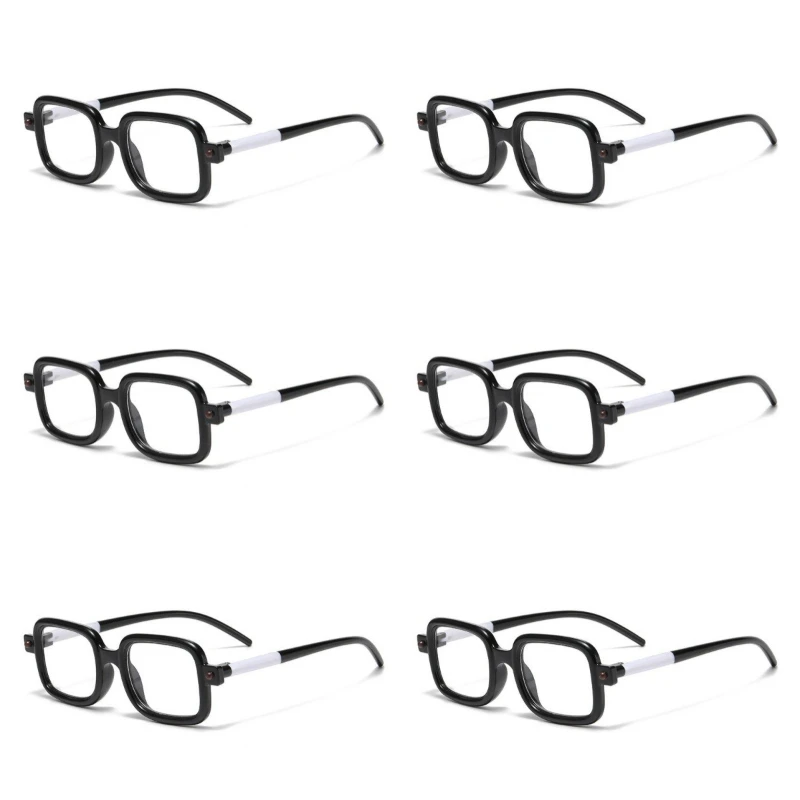

6 шт. от +100 до +400 квадратная черная толстая оправа с защитой от синего света, очки для чтения, стильные мужские и женские очки для пресбиопии