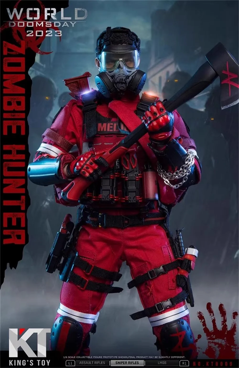 King Toys KT 8009 Soldatenpuppe, Zombie-Killer-Geist, männliche Puppe, komplettes Set, bewegliche Actionfigur, ca. 12 Zoll, 1/6