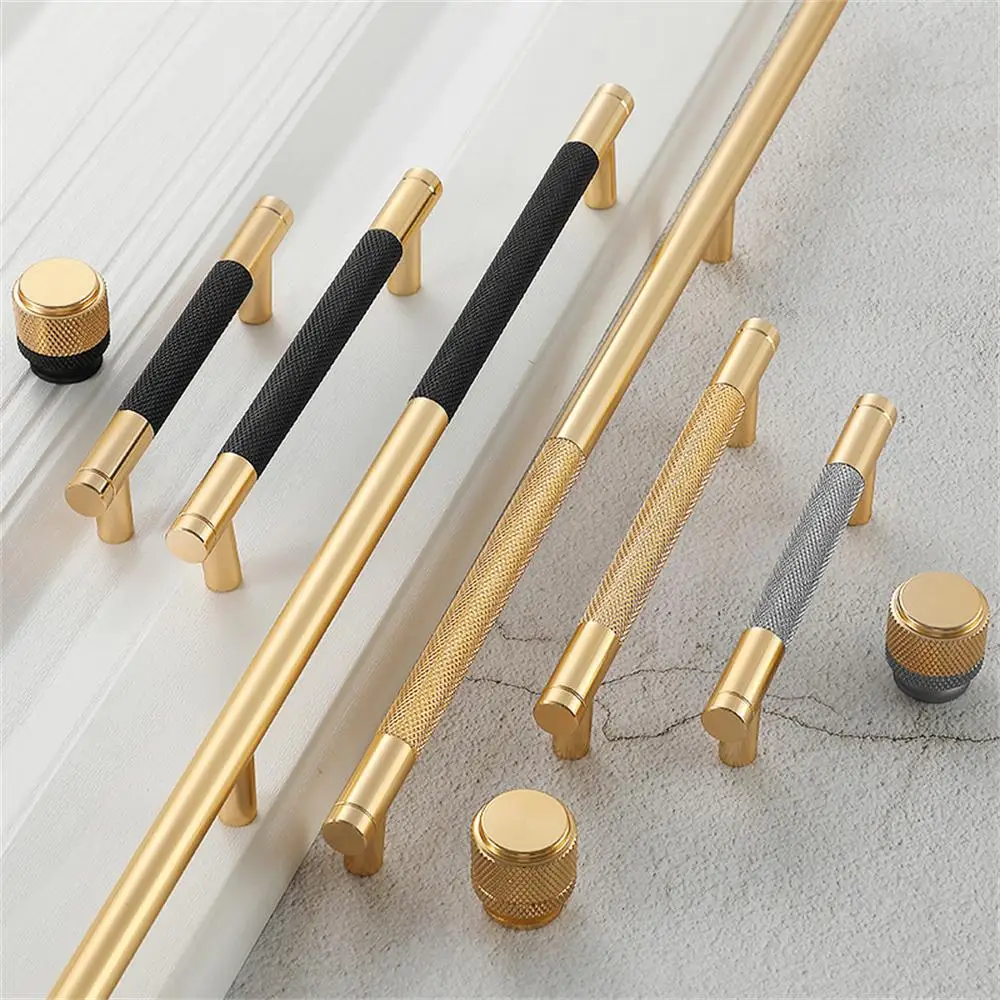 1/2PCS 400mm Length Nordic Golden Kitchen Cupboards Cabinet Knobs Handles for Knurled Furniture Cabinets and Drawers Handles