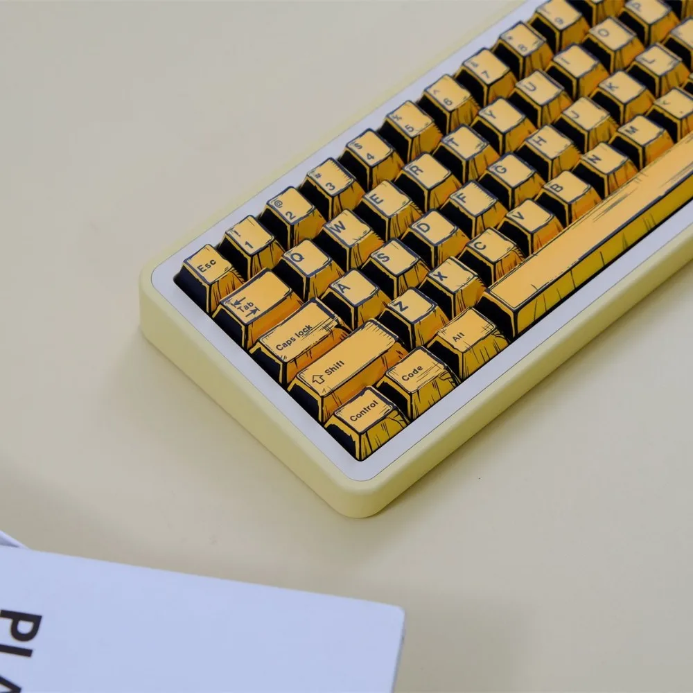 Teclas Pbt de 151 teclas, altura de cereza, tapa de tecla personalizada, Teclado mecánico, teclado mecánico estilo Graffiti amarillo