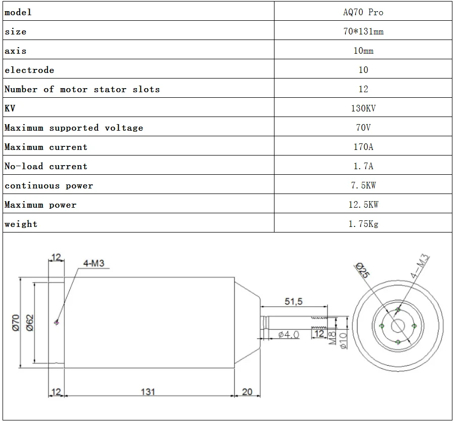 APISQUEEN 12KW 130KV AQ70 Pro brushless waterproof motor can be used in hydrofoil, CAT, car, etc.