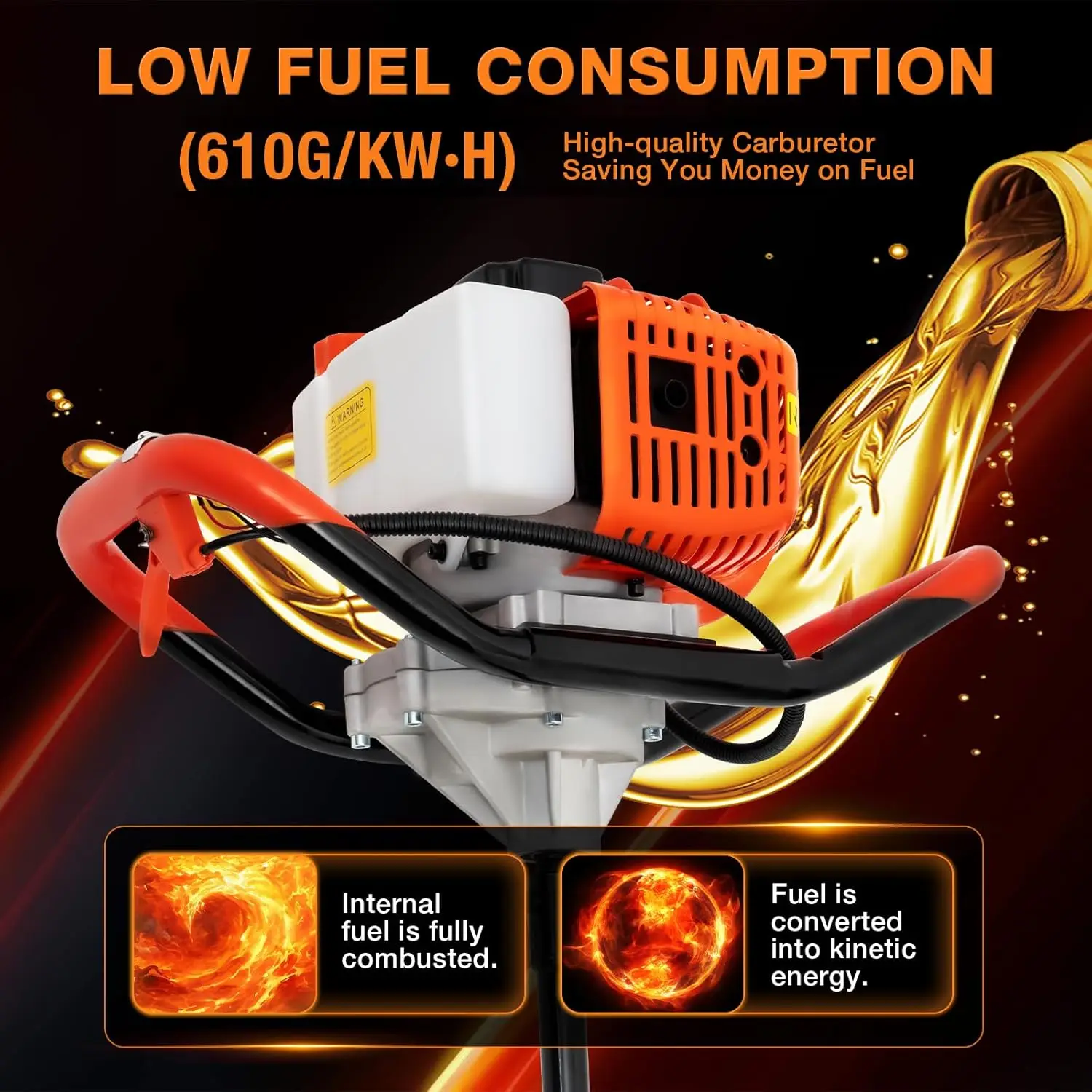 Post Hole Digger Gás Powered Terra Auger, Brocas, Extensão Rod, 2 Curso, 52C, 4 ", 6", 8"