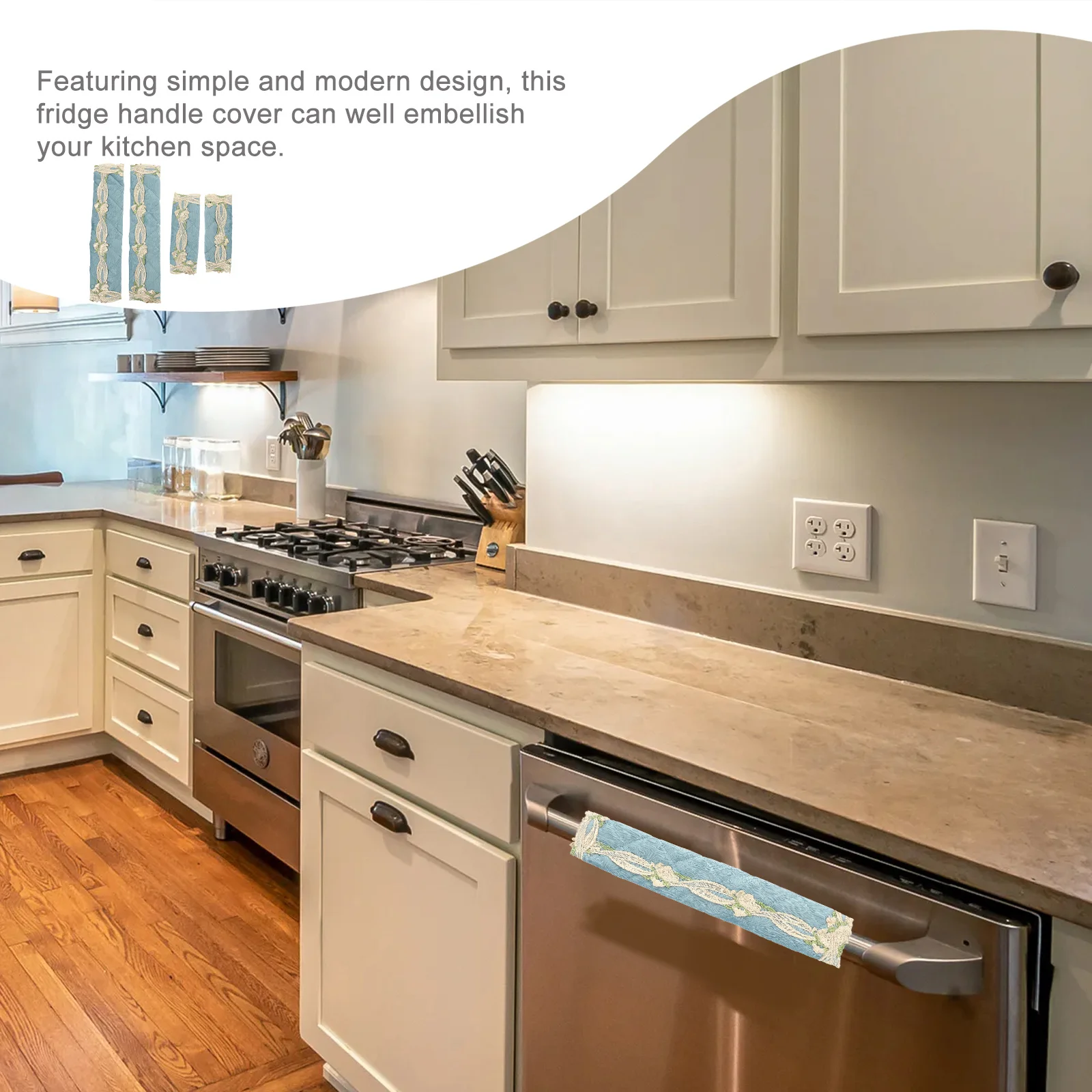 

4pcs Thickened Cover For Double Door Fridge Refrigerator Handle Protector Appliance Handle Wrap Cloth Kitchen Decor Accessory