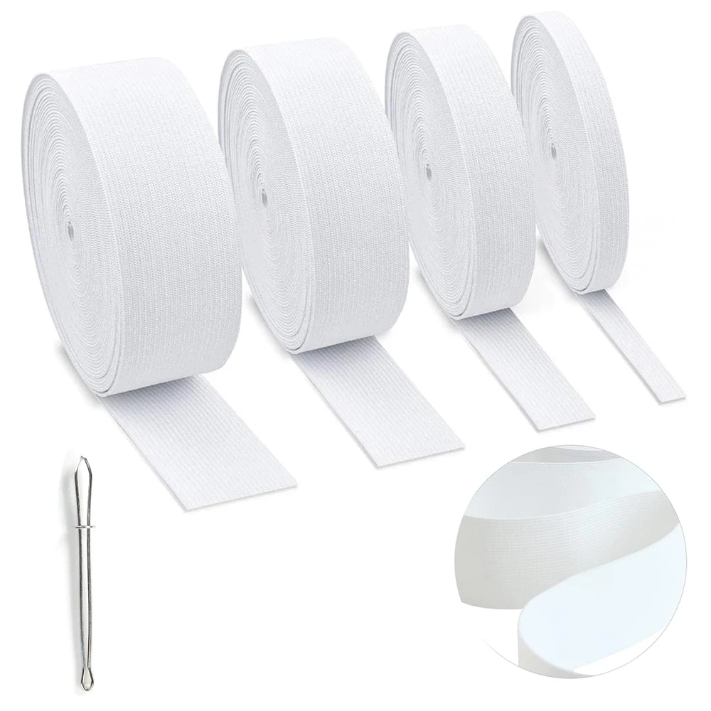 1Roll High Elastic for Sewing Elastic Bands White Elastic Band Knit Elastic with Sewing Clips.for Pants Dresses Crafts DIY