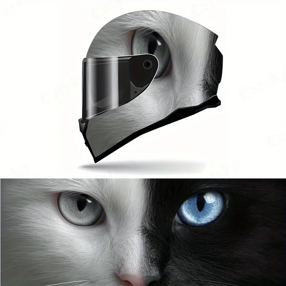 

Виниловая пленка для мотоциклетного шлема Yin Yang Cat Face, самоклеящаяся водонепроницаемая наклейка, декоративная пленка против царапин для всего лица