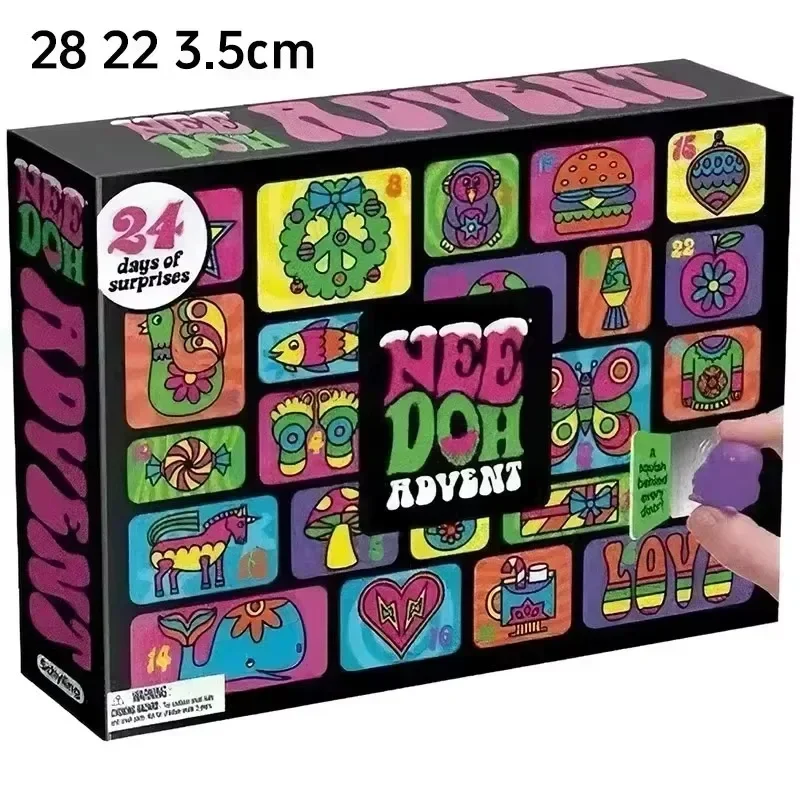 24 Days of Surprises Advent Calendar, 24 Mini Squishy Toys, Colorful Hand-Drawn Blind Box, Fun Holiday Countdown Gift for Kids
