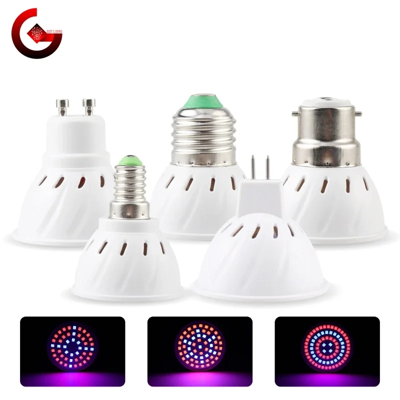 Led تنمو لمبة E27 E14 GU10 MR16 B22 220 فولت ضوء النمو المائية 3 واط 4 واط 5 واط الطيف الكامل لزراعة النباتات المائية مصباح