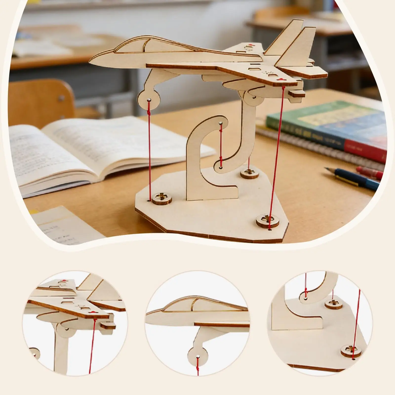 

Wooden Suspension Aircraft Model Kit Teaching Aid School Projects Elementary Kids Desk Decor Gifts Physics Model Educational