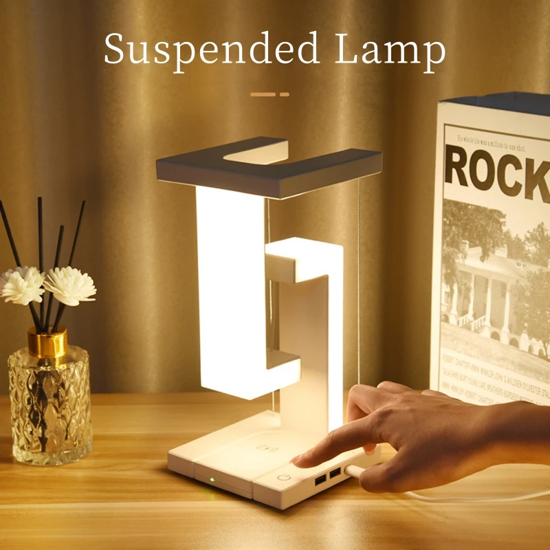 Creative Smartphone Wireless Charging Suspension Table Lamp Balance Lamp Floating For Home Bedroom