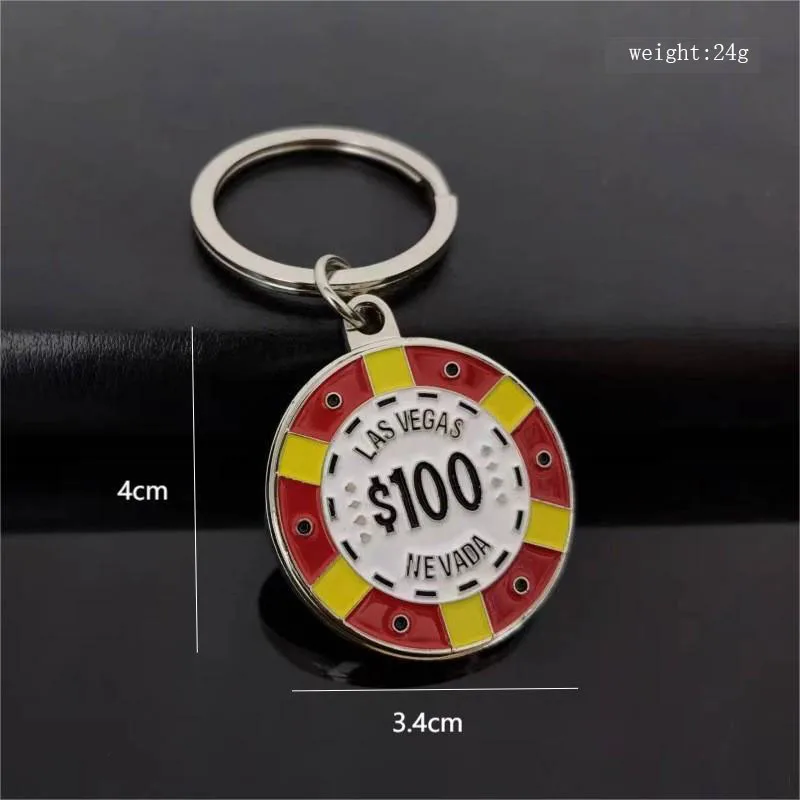 metal chip keychain for men key ring creative key chain Las Vegas keychain key holder portachiavi chaveiro llaveros hombre