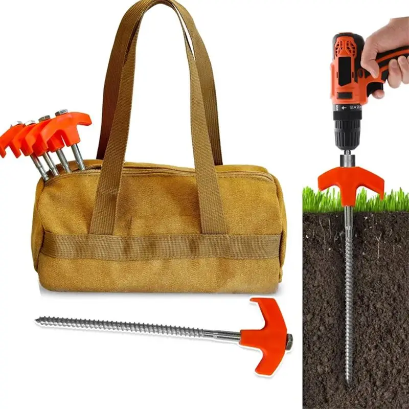 

5pcs 8‘’ Screw Anchor Stakes Hiking Tent Stakes Pins Outdoor Camping Peg Ground Nails Spiral Plastic Fixing Supplies