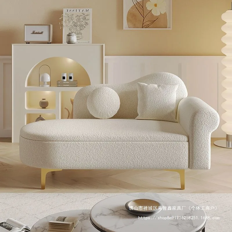 HYS small apartment upgraded storage concubine sofa European recliner bedroom mini clothing store sitting area single toffee
