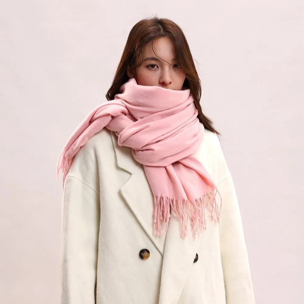 أزياء شرابة تقليد الكشمير وشاح الكورية نمط سميكة المرأة شال يندبروف الشتاء الدافئ منديل الفتيات #4