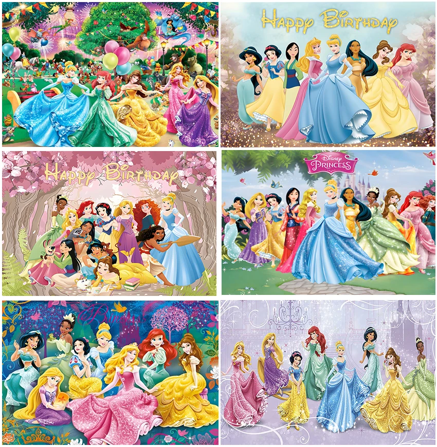 

Disney Princess Gathering Forest Party Birthday Decoration Custom Backdrop Baby Shower Photocall Castle Backgrounds Banner Props