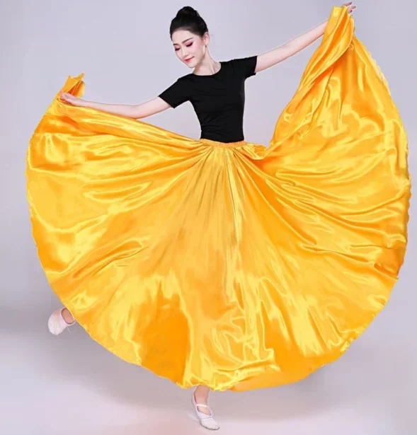 Jupe de danse du ventre en satin pour femme, longue, résistante, solide, 600, 360, 1 pièce par lot