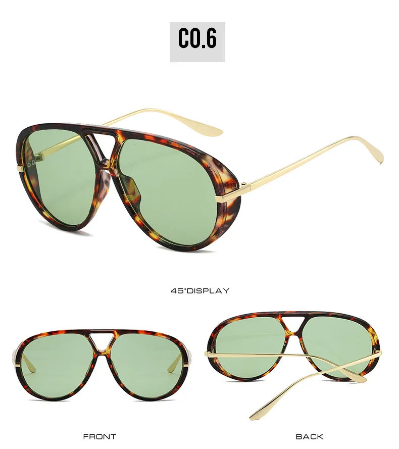 Mode Pilot frauen Sonnenbrille Neue Übergroßen Punk Marke Designer Sonnenbrille Trendy Street Metall Doppel Brücke Shades Brillen – Detail 11