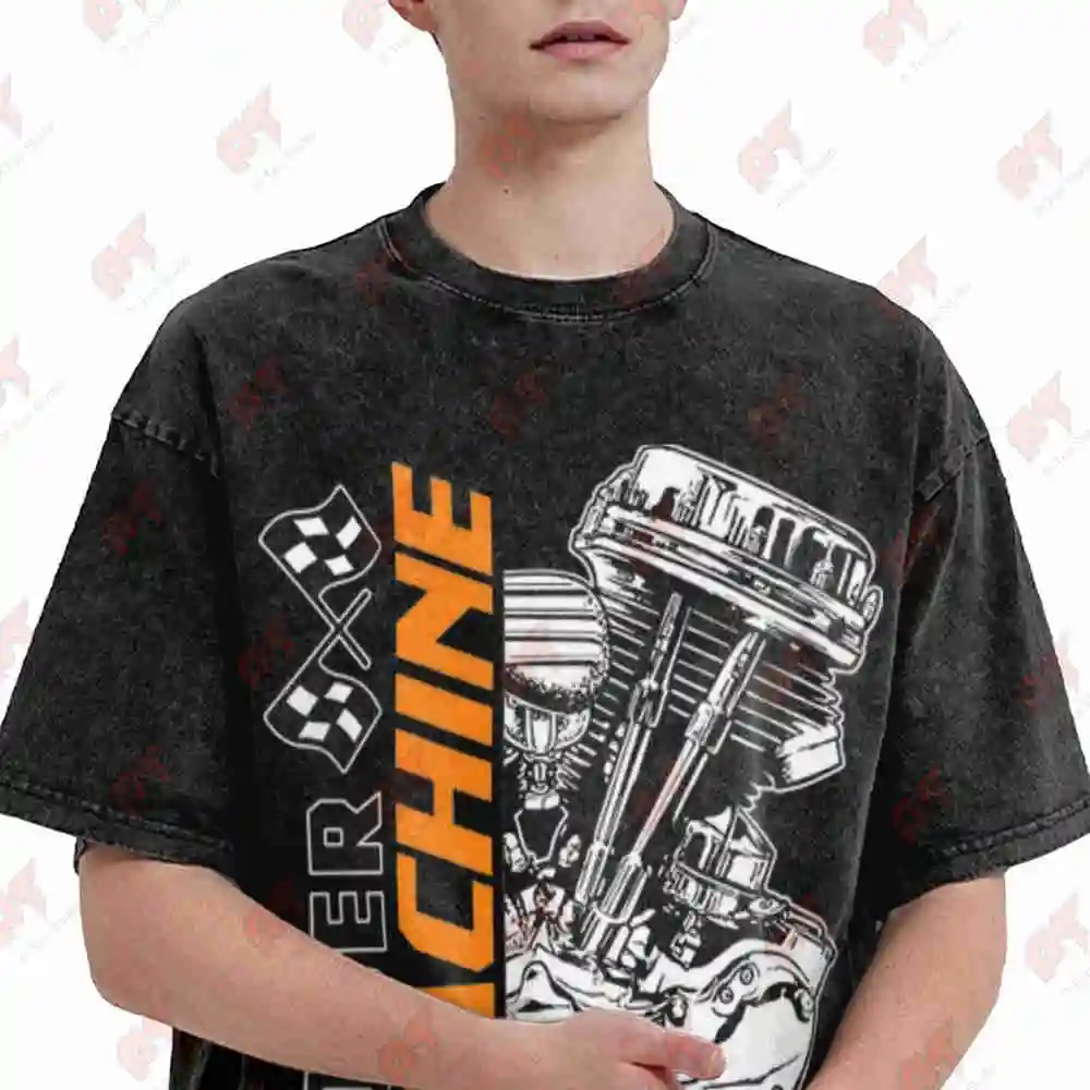 Loser Machine Pan Overdrive Engine Racing Vintage Washed Tee Pure Cotton T-Shirt