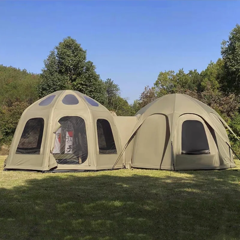 Light Travel Cheap Folding Easy to Build Round Combine Air Tent for Outdoor Camping Family Inflatable Tents