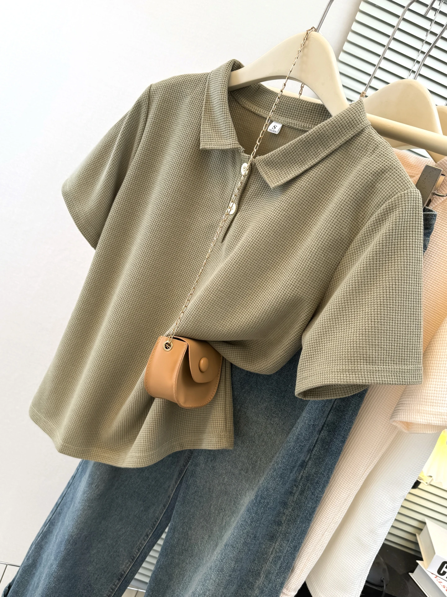 Summer 2026 Women's Loose Fit Short Sleeve T-Shirt Korean Style  Collar Base Shirt Inner Wear Casual Comfortable Top