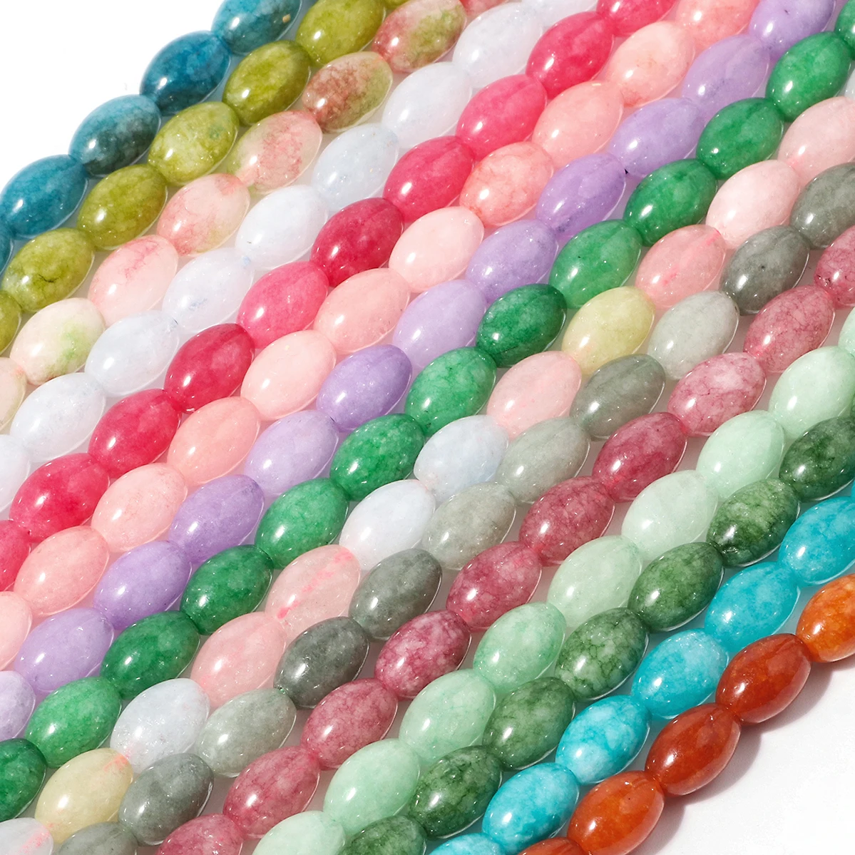 8x12mm Oval Shape Jade Beads Rice Tourmaline Amazonite Morganite Stone Loose Beads For Jewelry Making DIY Charms Bracelet