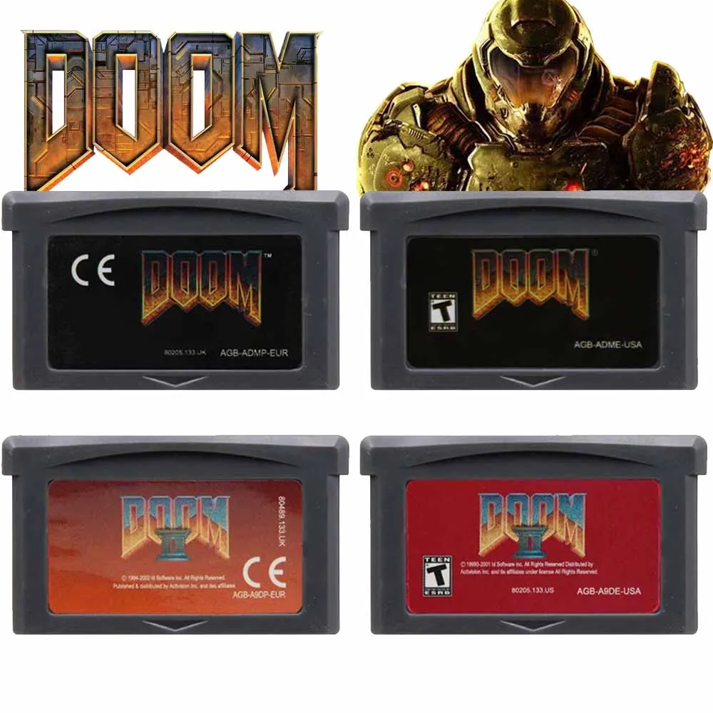 GBA Game Cartridge Doom Series Game DOOM Series Cartridge 32-Bit Video Game Console Card DOOM 1 DOOM 2 For GBA GBASP NDSL