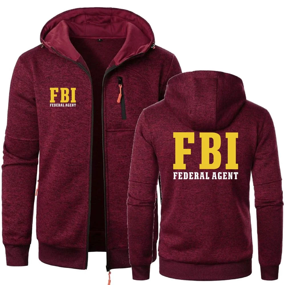 Men\'s Hoodies FBI Agent Secret Service Police CIA Staff Sweatshirts Cardigan Men Hooded Pullovers Outerwear Zipper Hoodies