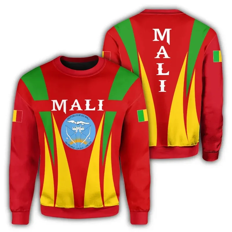 Mali Flag Map Graphic Sweatshirts For Men Clothes Fashion Women Sweater Casual Male Streetwear Autumn Pullovers Boy Tracksuit