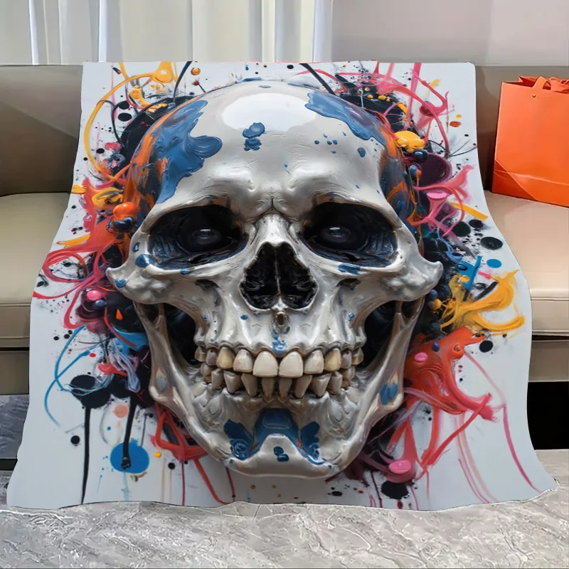 

Flannel Blanket-Soft Lightweight All-season Skull Art Baby Blanket Soft Cozy for Kids Bedding Decor