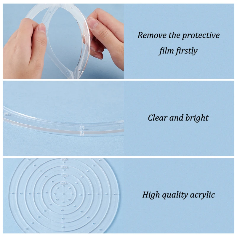 6Pcs Round Quilting Template Set 1/2/3/4/5/6 inch Acrylic Embroidery Tool Drawing Line Template for Hand Quilting and Embroidery