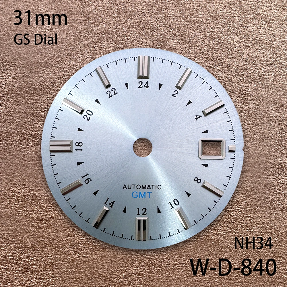 Esfera GMT con logotipo S/GS de 31mm, adecuada para movimiento japonés NH34/NH35, accesorios de modificación de reloj de alta calidad