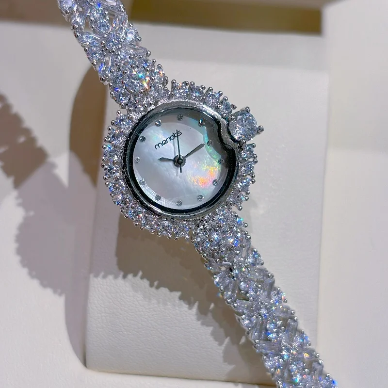 女性腕時計女の子のためのクォーツリロイ-mujer-スライバーゴールドダイヤモンドオロロジオレディースヴィンテージフラワー腕時計ステンレス鋼時計