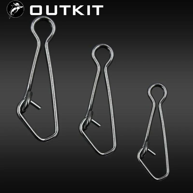 OUTKIT New 50pcs/Lot QL Hooked Snap Swivel Stainless Steel Fishing Swivels Hook Lure Connector Fish Tackle