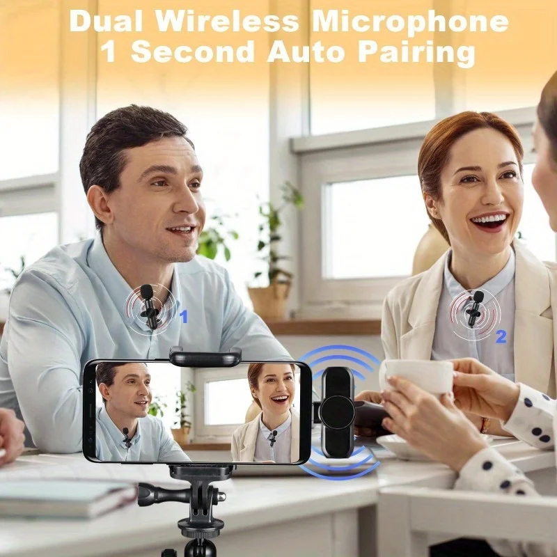 Kabelloses Lavaliermikrofon USB-C Mini-Ansteckmikrofon Kabelloses Geräuschunterdrückendes Mini-Ansteckmikrofon für Streaming-Videoaufnahmen – Detail 3