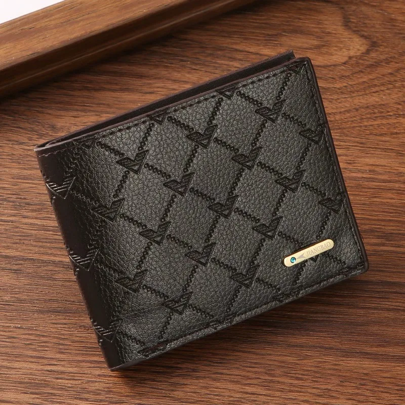 2pcs Men's Vintage Denim Fashion Trend Watch Portable Wallet Card Case