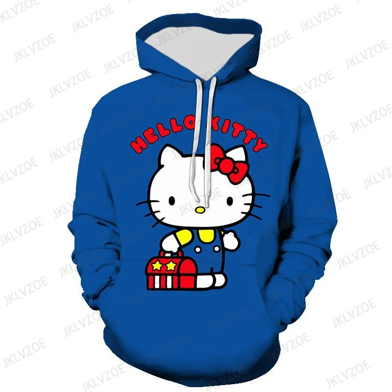 MINISO Couple Hoodies Fashion Hello Kitty 3D Print Hoodie Men Women Fashion Oversized Casual Sport Sweatshirts Pullovers Hooded