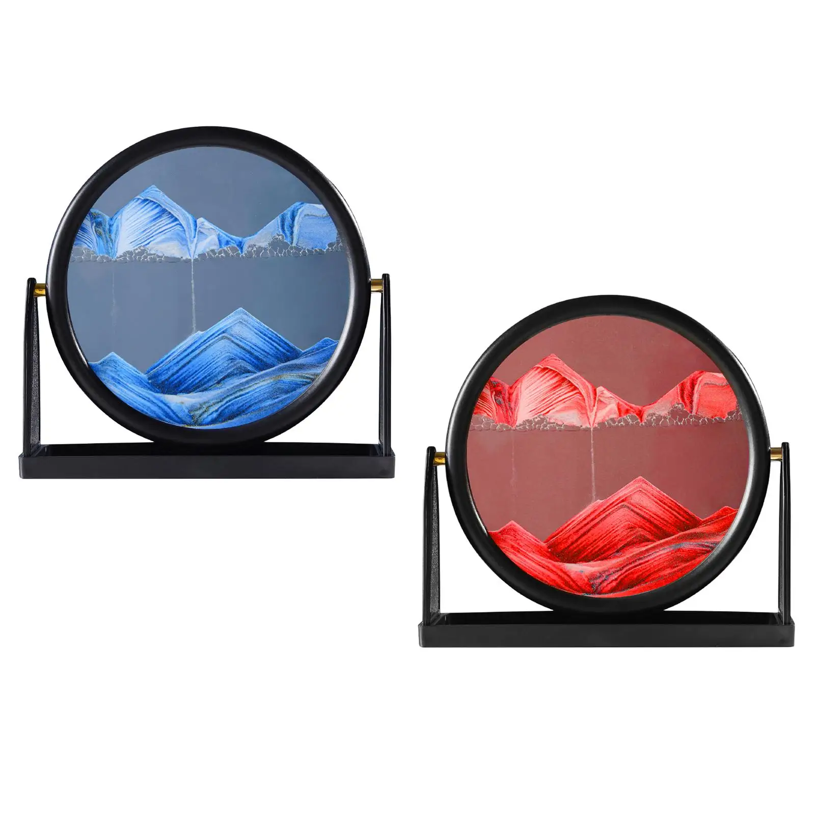 3 Art Sand Painting 360 Degree Rotatable Desktop Table Liquid Hourglass Glass Picture for Bedroom Ornament