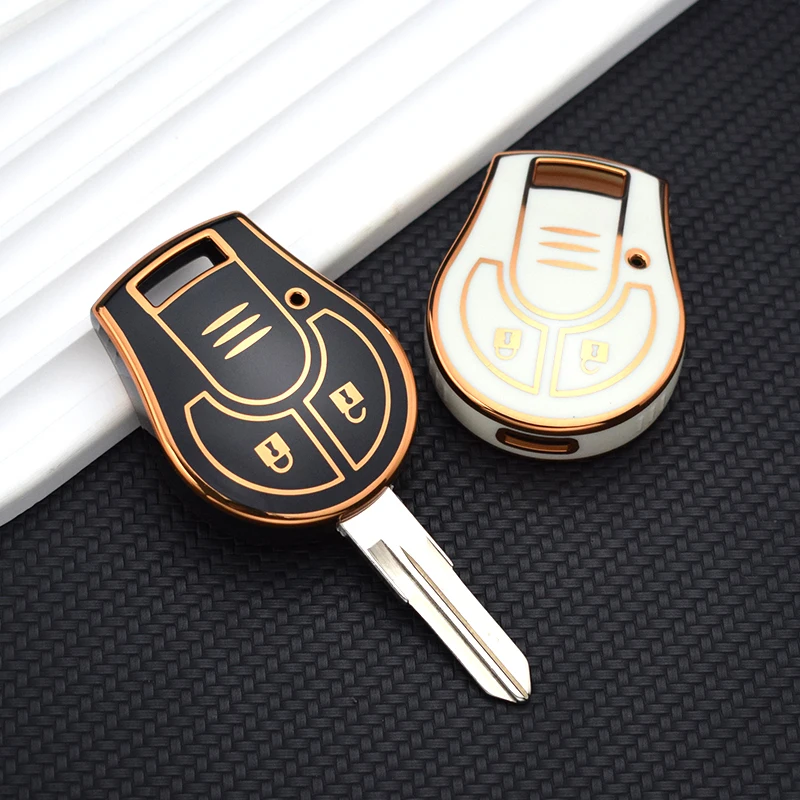 เคส kunci REMOTE mobil กระดุม2เม็ดสำหรับ Nissan Micra K14 Juke marchny TPU เคสใส่กุญแจรถยนต์ที่ห้อยกระเป๋าอุปกรณ์ป้องกัน