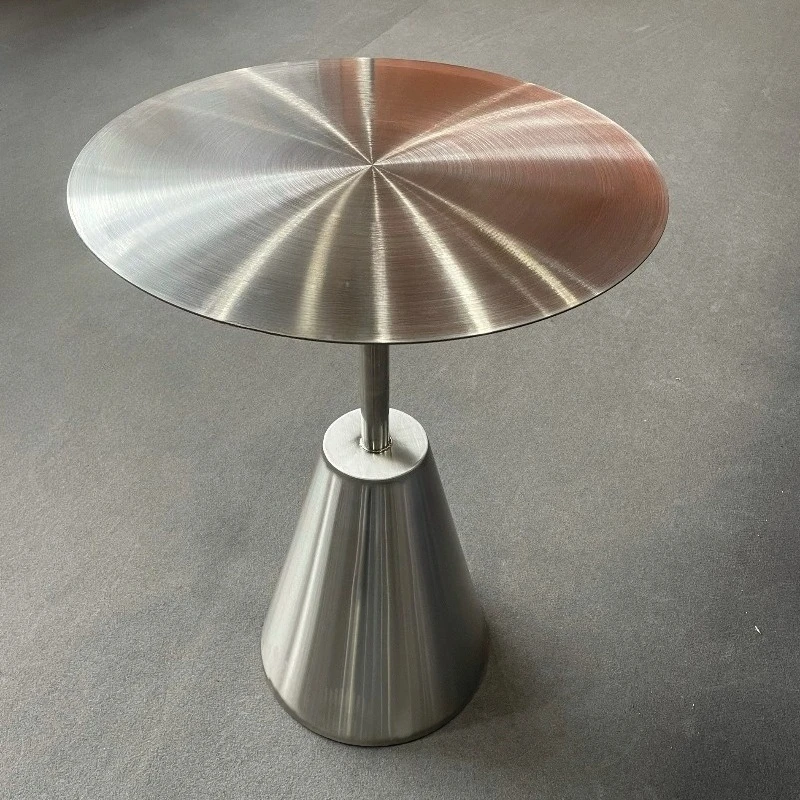 Industrial Style Stainless Steel round Coffee Table Mini Dining Table for Living Room Dessert Beverage Shop Creative Metal Furni