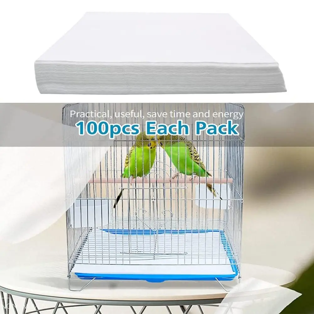 

100 Pieces Wooden Parrot Bird Pad Disposable Absorbent Fecal Tray Fecal Paper, Cuttable Pet Pad Cloth Bird Cage Cushion Supplies