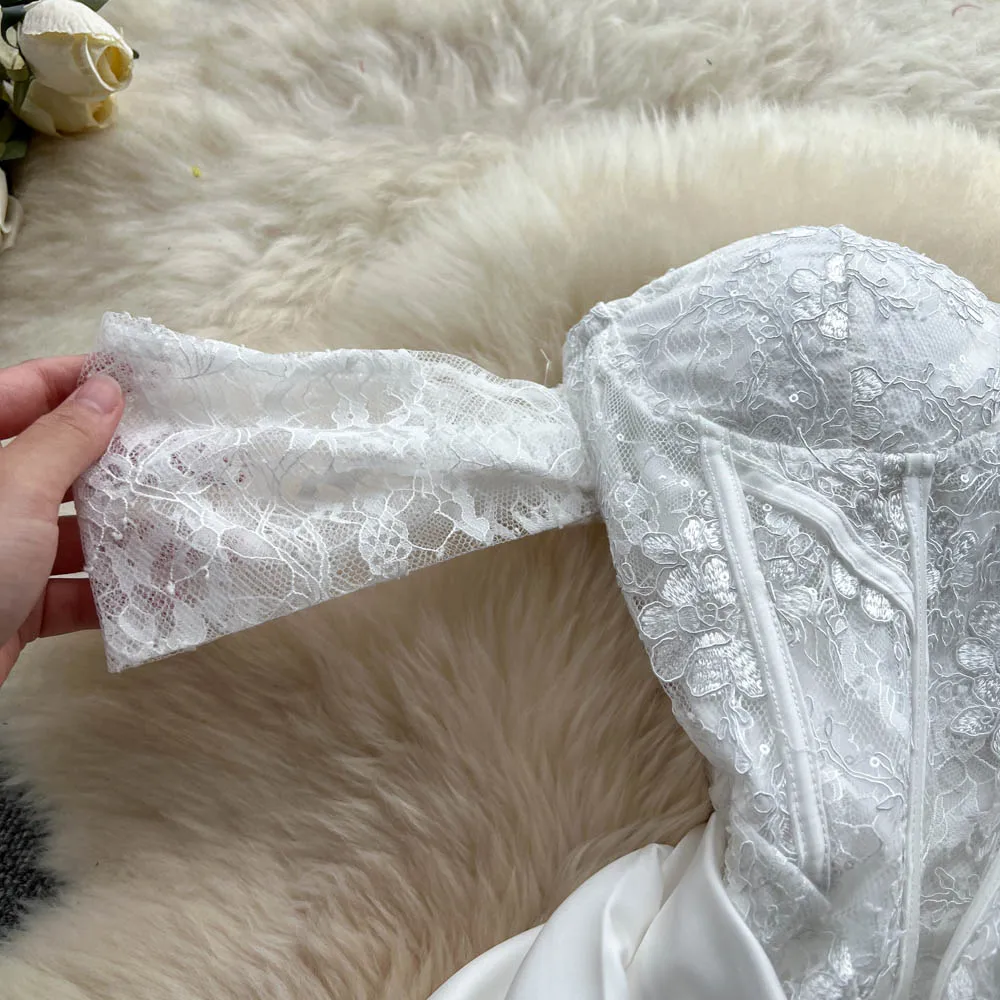 シックなヴィンテージノースリーブ刺繍サテンペンシルドレスエレガントな妖精韓国ファッション女性服