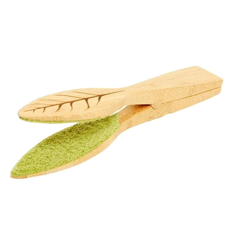 1PCS Leaf Cleaner Plant Leaf Dust Removal Leaf-shaped Cleaning Brush Household Plant Cleaning Tool Wooden Leaf Cleaning Tongs