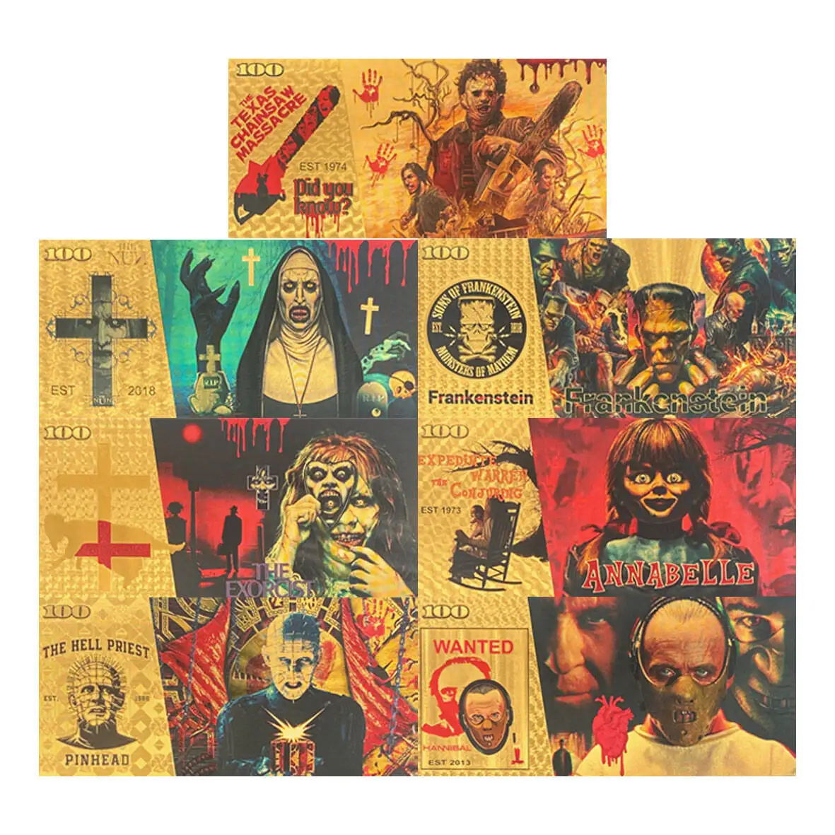 Horror Gold Commemorative Banknote Must Have Scary Movie Peripherals Ideal Toy Gifts Fans Enthusiasts Popular America Gold Cards