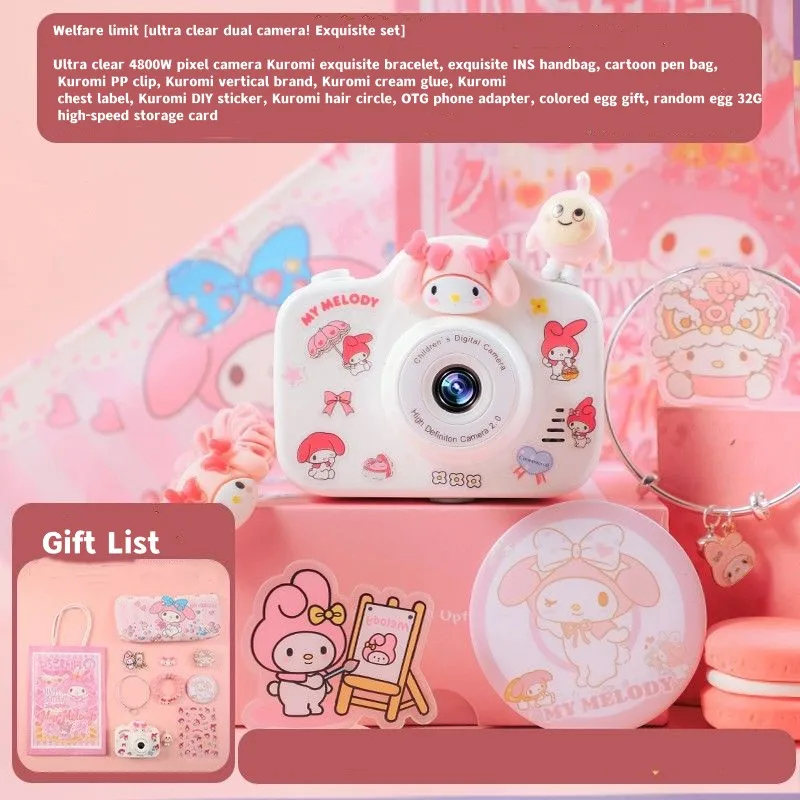 Sanrio My Melody Cinnamoroll Kuromi Hello Kitty Cartoon Small Digital Hd Camera Children's Day Lovers Birthday Diy Gifts