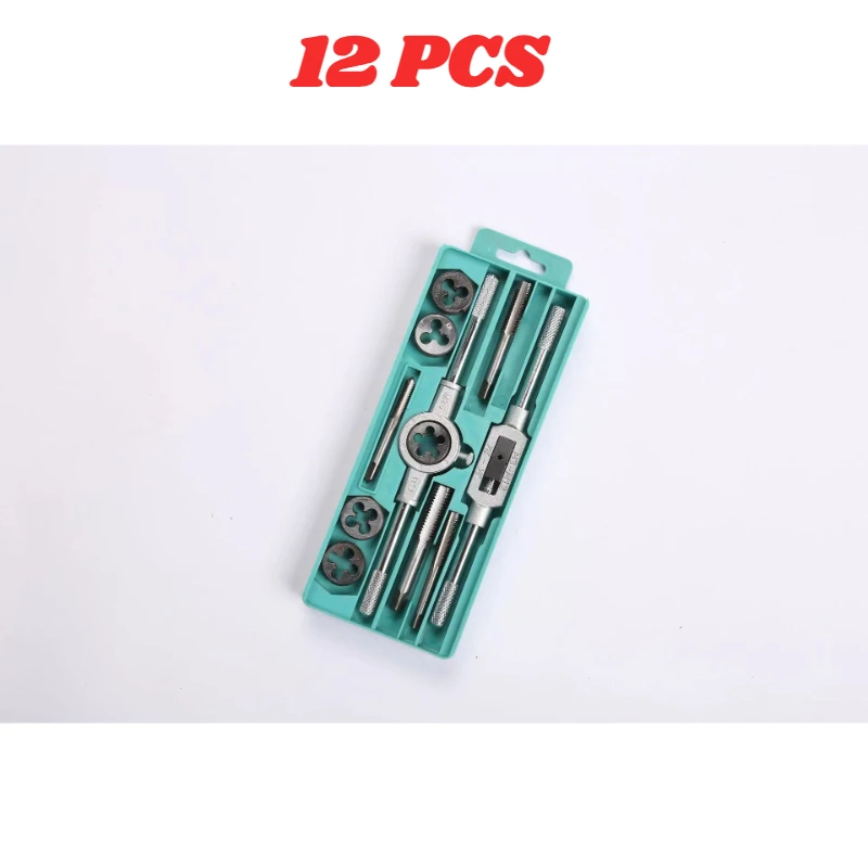 8/12/20Pcs Metric Hand Tap and Die Set M3-M12 Screw Thread Plugs Straight Taper Reamer Tools