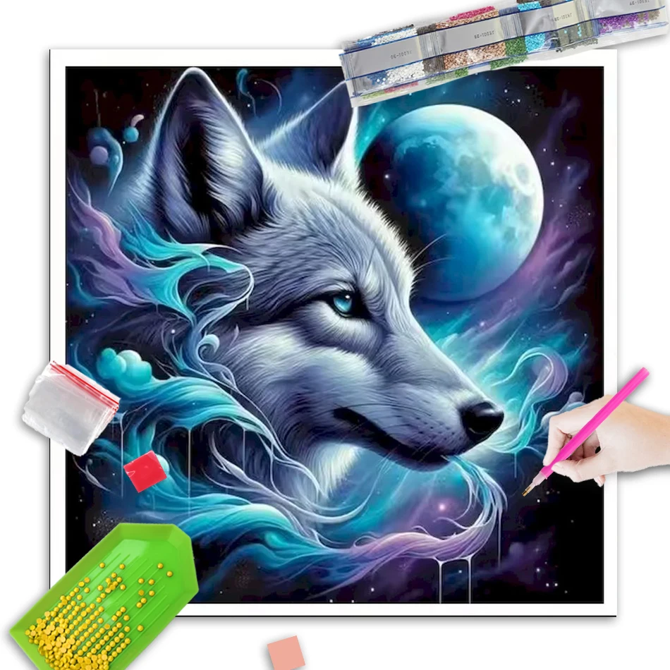

GATYZTORY Diamond Mosaic Animal DIY Acrylic Craft Supplies Wolf Diamond Painting Mountain New Arrival Handmade Gift