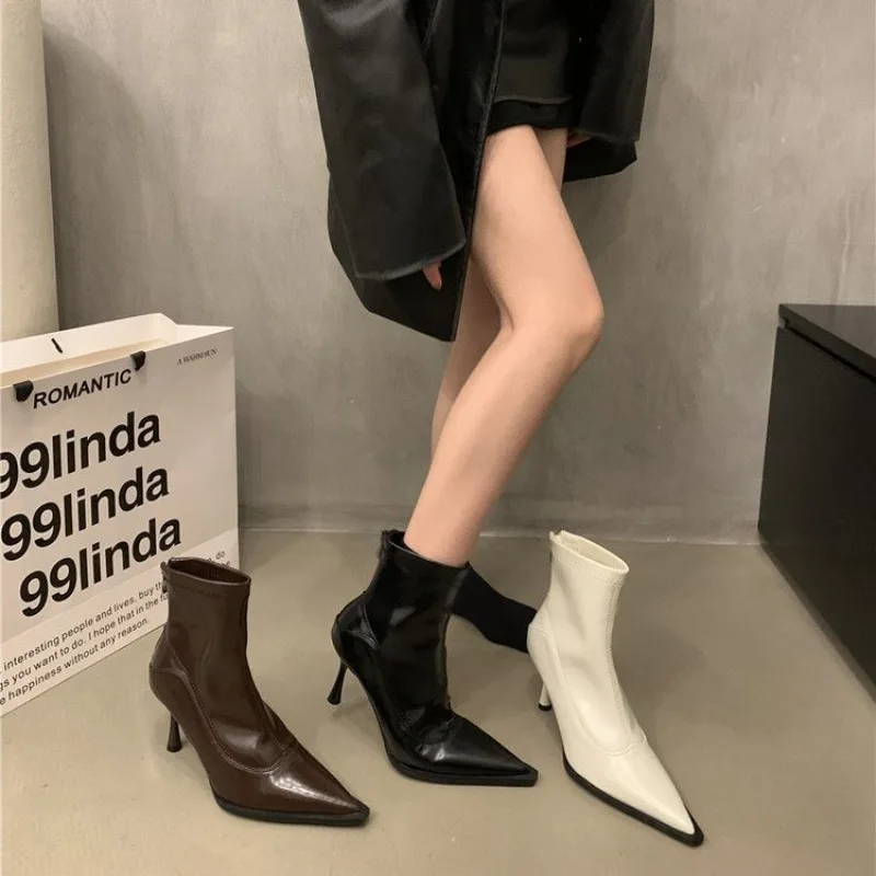 

New Style Women's Winter Fashion Ankle Short Boot Women Pointed Toe Elegant Thin Low Heel Dress Ladies Pumps Shoes Zapatos Mujer