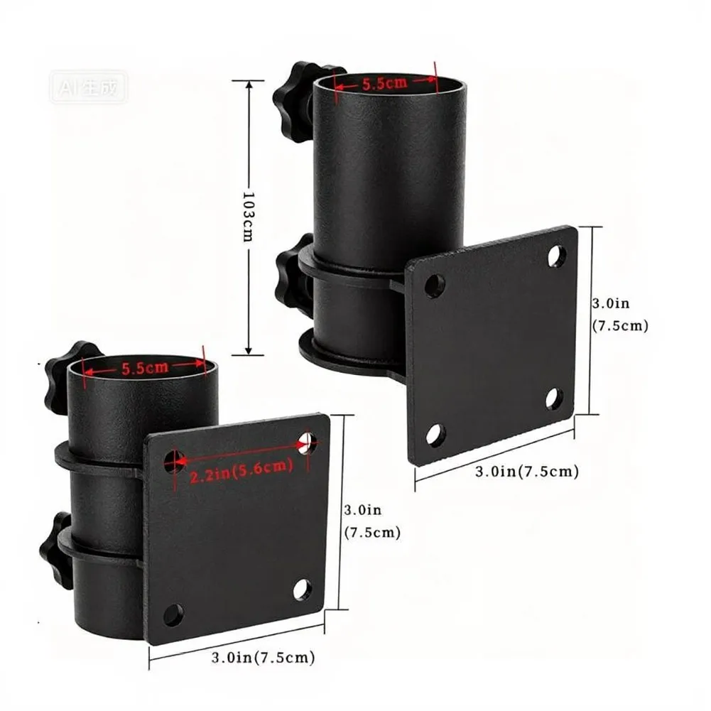 Umbrella Stand Mount for Deck with Two Clamps Iron Bracket for Outdoor Umbrella Pole Support 1.3 to 2.1 Inches